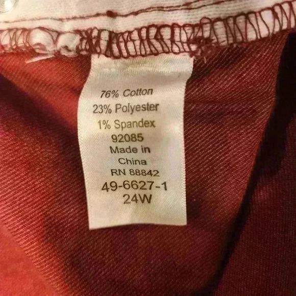 New Woman Within Plus Size 5-Pocket Style Red Avila Jeans 24W Skinny - Picture 6 of 9